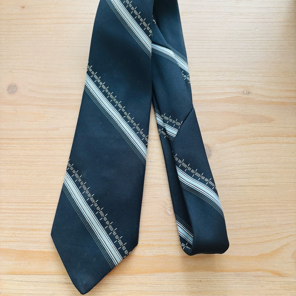 Givenchy Elegant Blue Patterned Stripe Tie Mens Designer Luxury Polyester - Picture 3 of 7